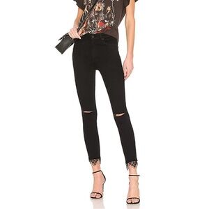 Mother The Swooner Dagger Ankle Fray Jeans in Baa Baa Black Sheep Size 26